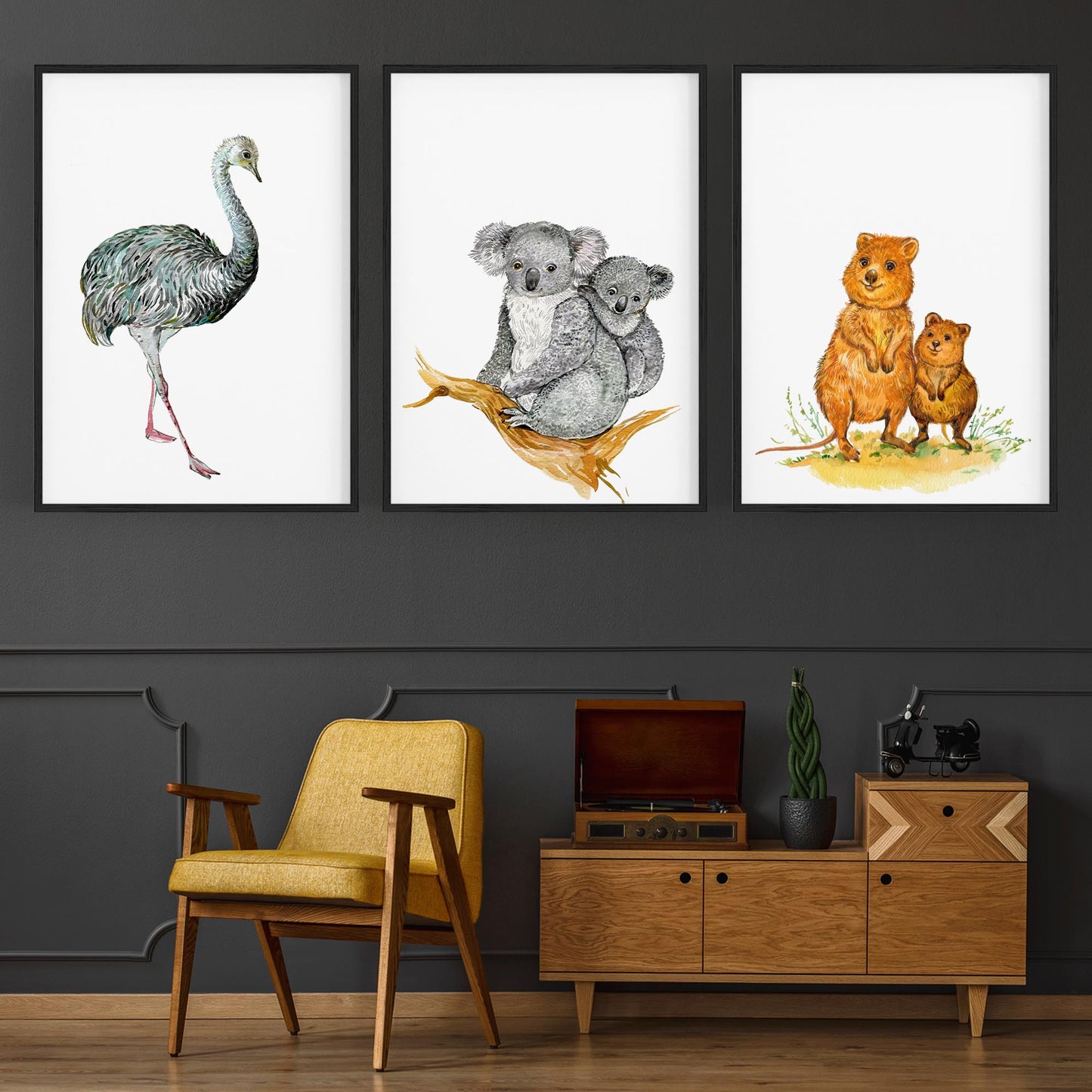 Set of Australian Animals Nursery Cute Wall Art #1 - The Affordable Art Company