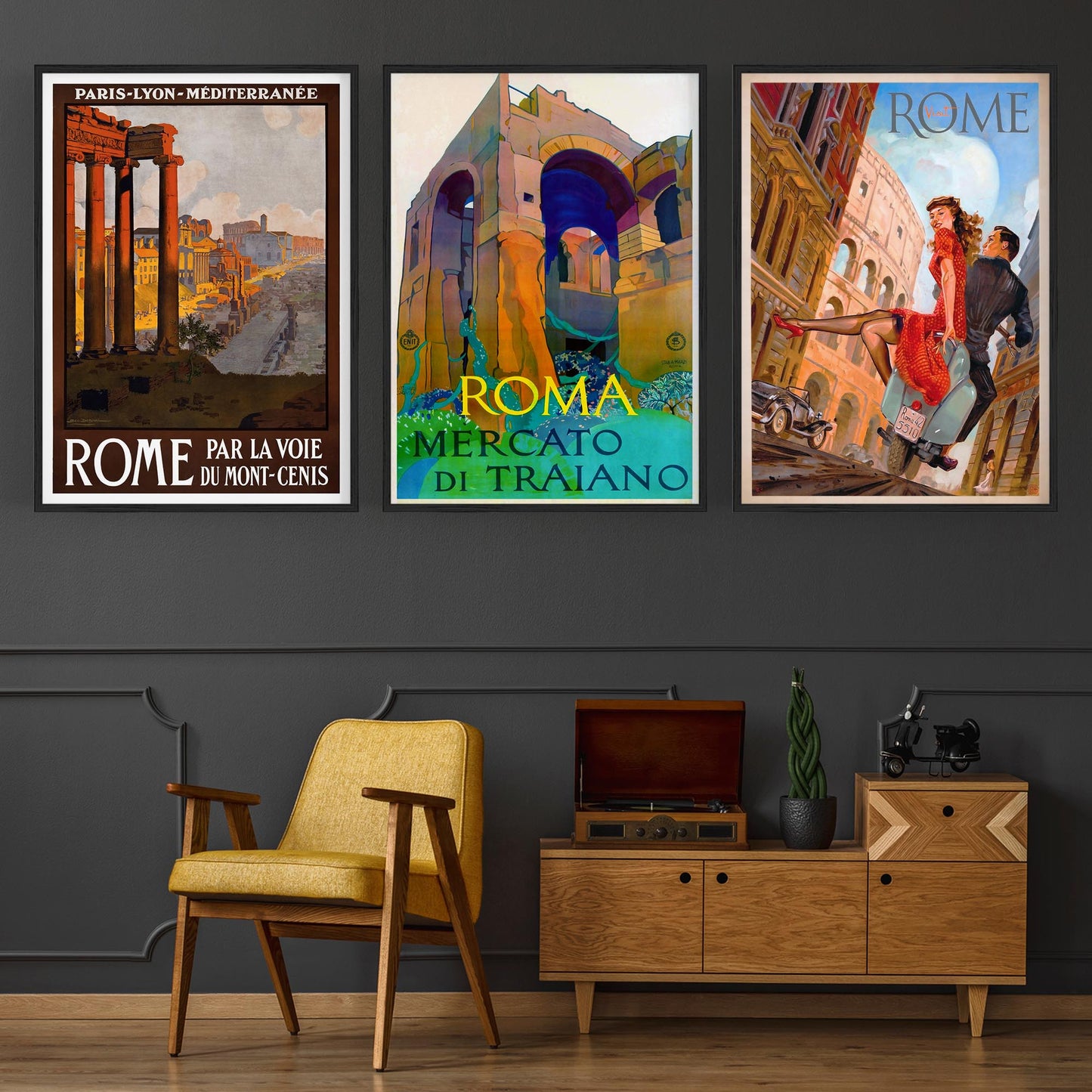 Set of Vintage Rome Italian Travel Advert Wall Art - The Affordable Art Company