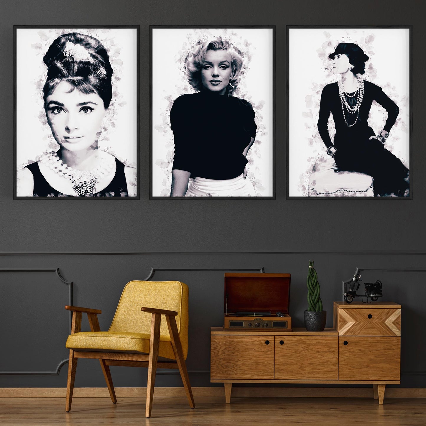 Set of Fashion Icons Ink Style Minimal Wall Art #1 - The Affordable Art Company