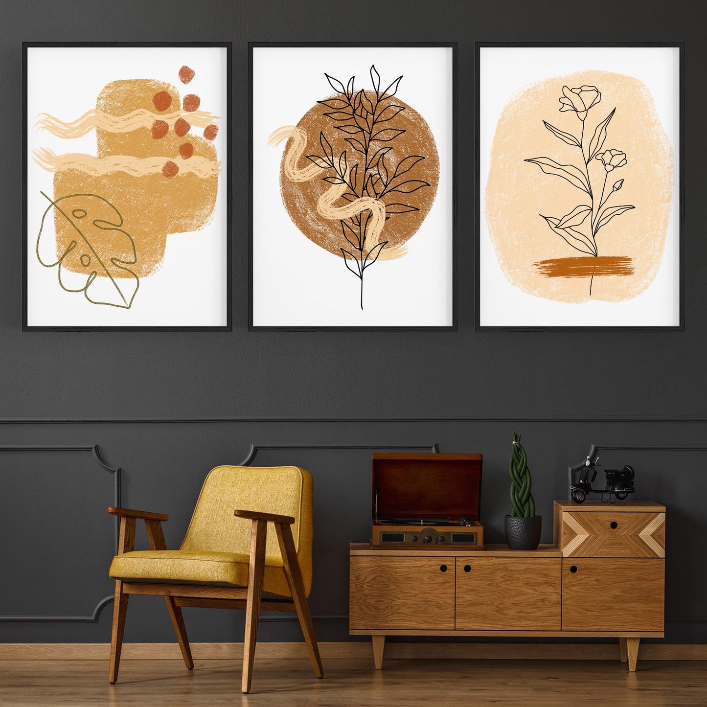 Set of Abstract Nature Kitchen Hallway Wall Art - The Affordable Art Company