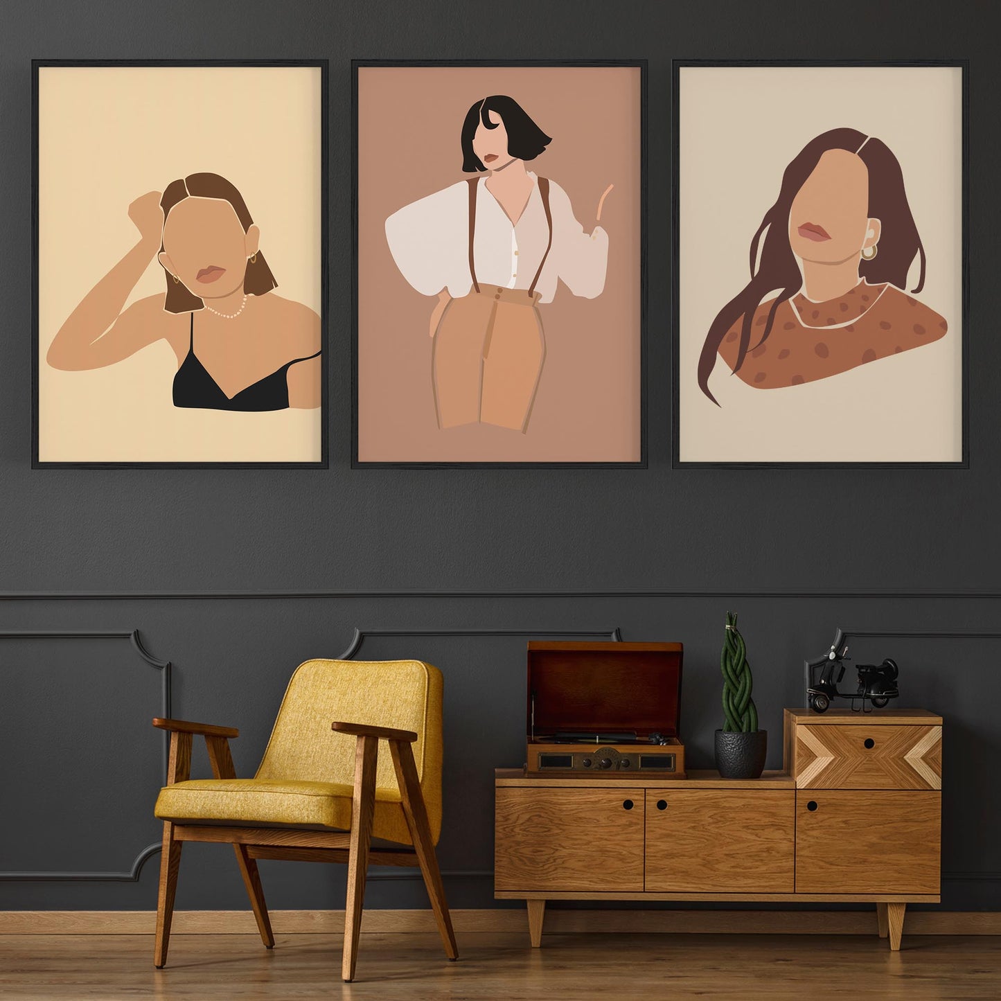 Set of Retro Fashion Minimal Bedroom Wall Art - The Affordable Art Company