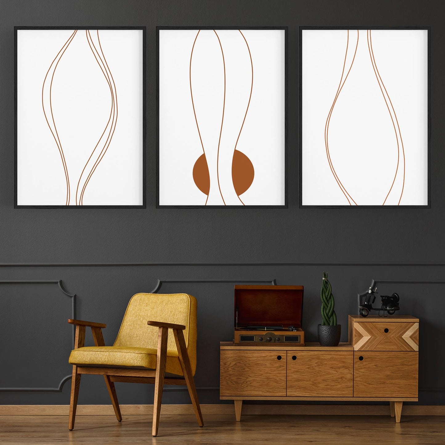 Set of Lines In Motion Abstract Minimal Wall Art #2 - The Affordable Art Company