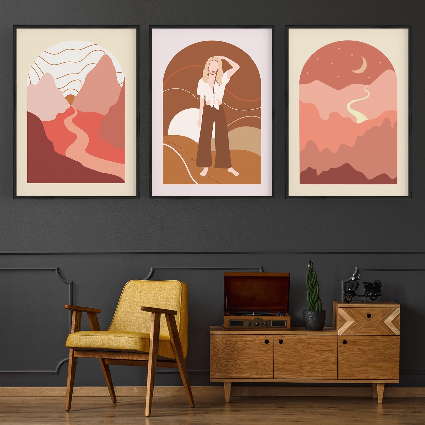 Set of Retro Summer Fashion Bedroom Wall Art #1 - The Affordable Art Company