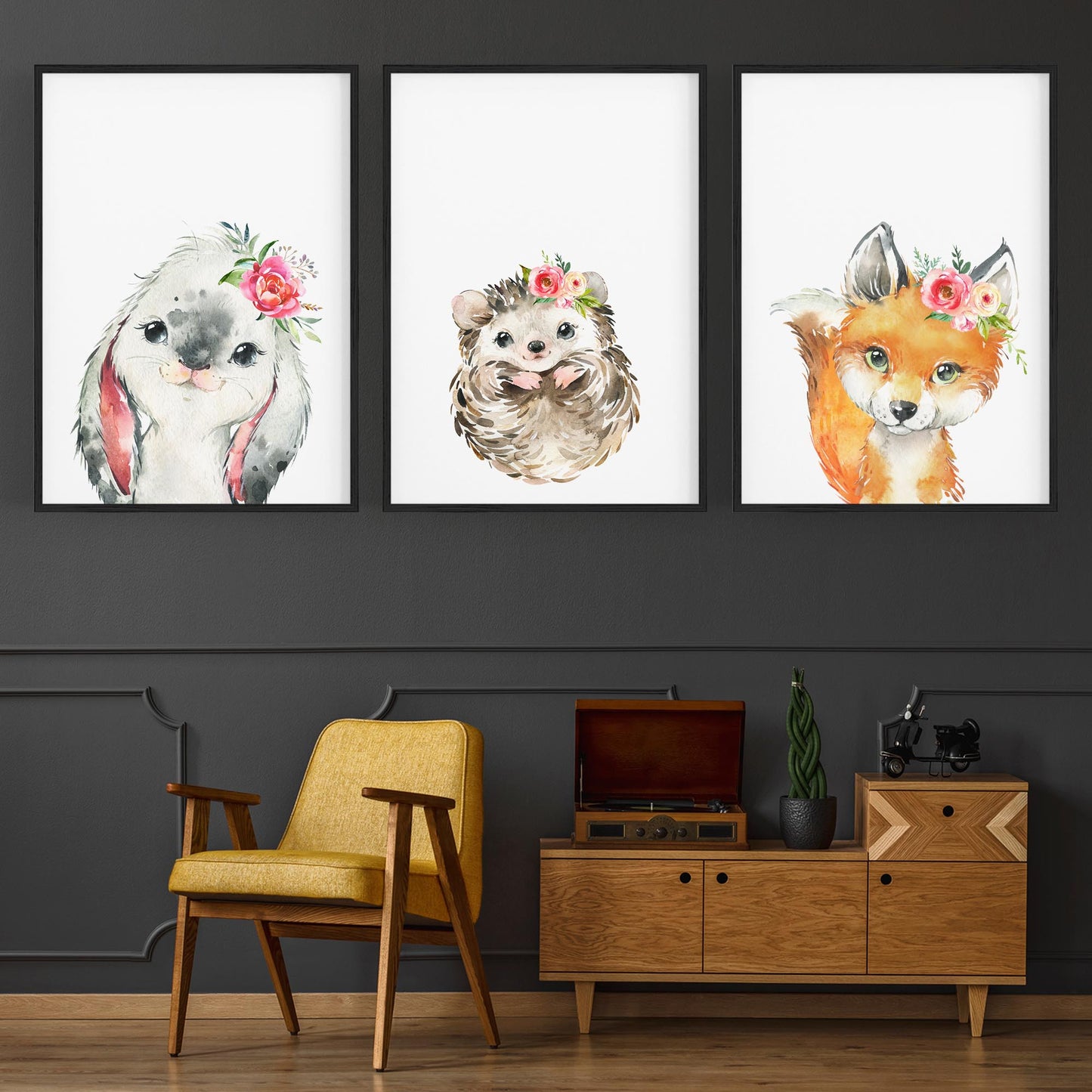 Set of Cute Baby Woodland Animals Nursery Wall Art #1 - The Affordable Art Company