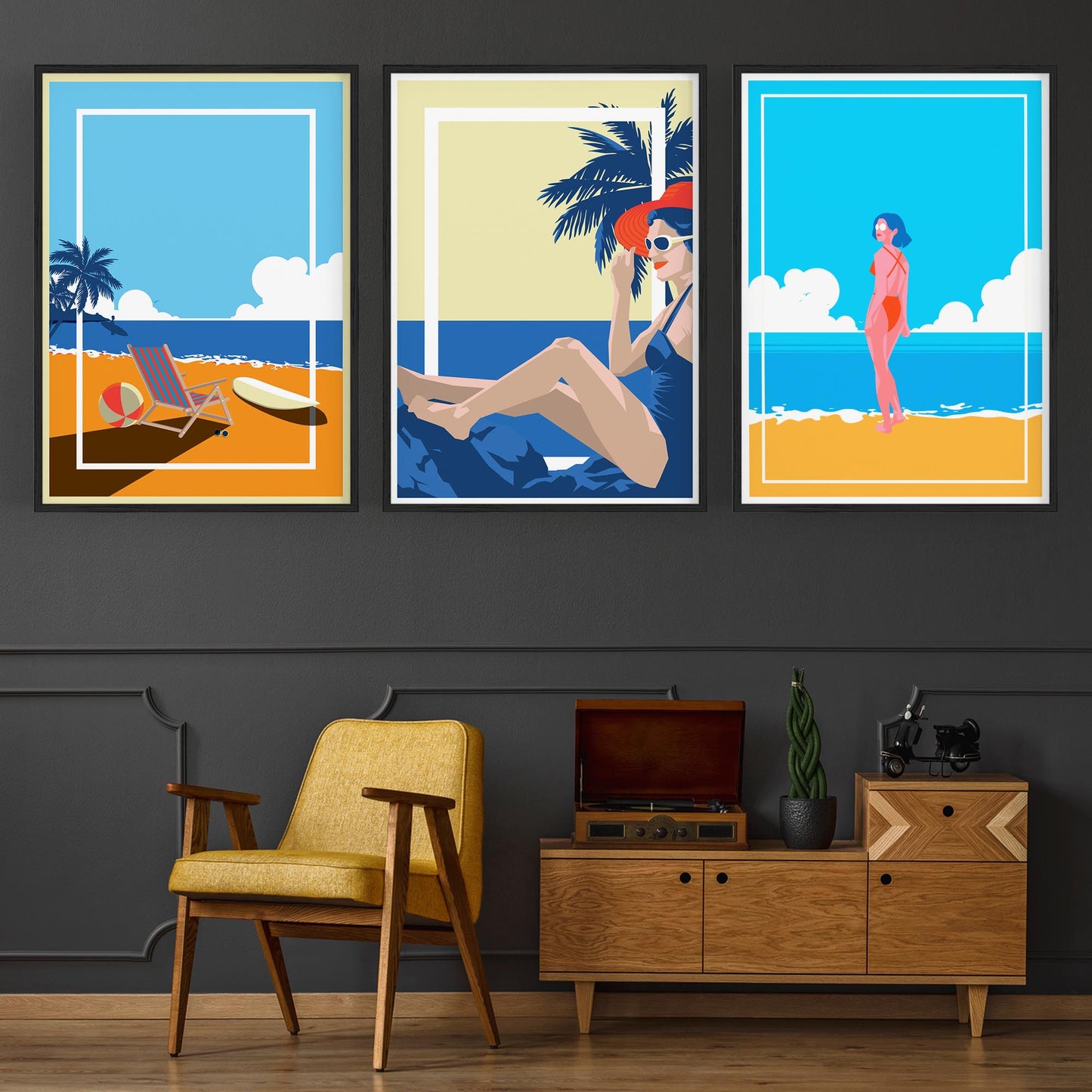 Set of Retro Beach Summer Coastal Wall Art #2 - The Affordable Art Company