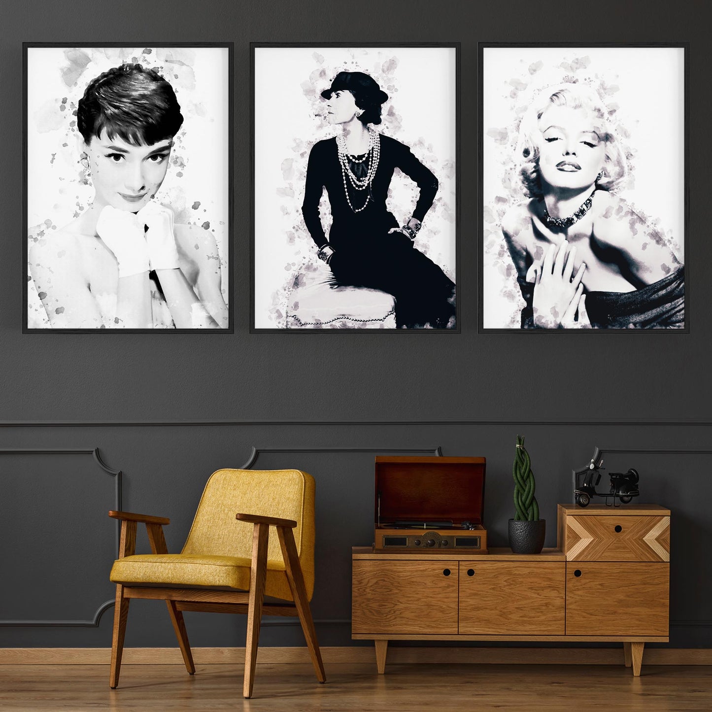 Set of Fashion Icons Ink Style Minimal Wall Art #2 - The Affordable Art Company