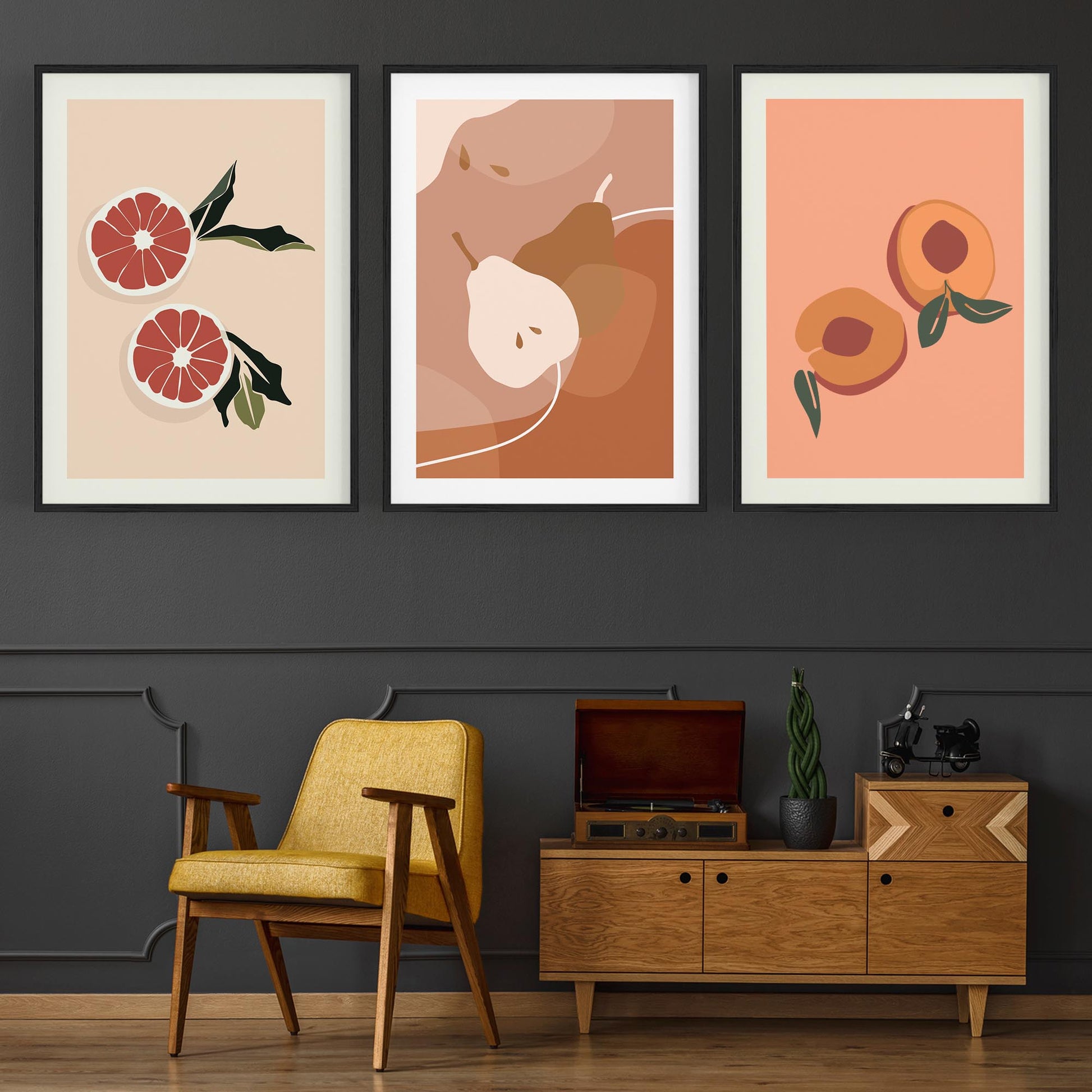 Set of Retro Fruit Kitchen Cafe Restaurant Wall Art - The Affordable Art Company