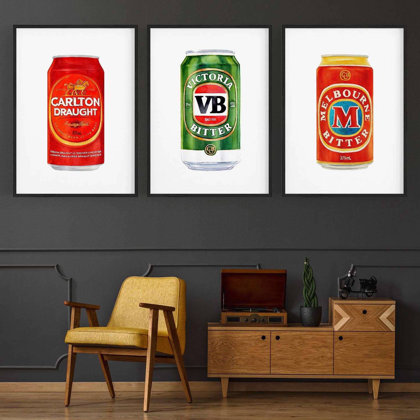 Set of Aussie Beer Tinnie Paintings Shed Wall Art - The Affordable Art Company