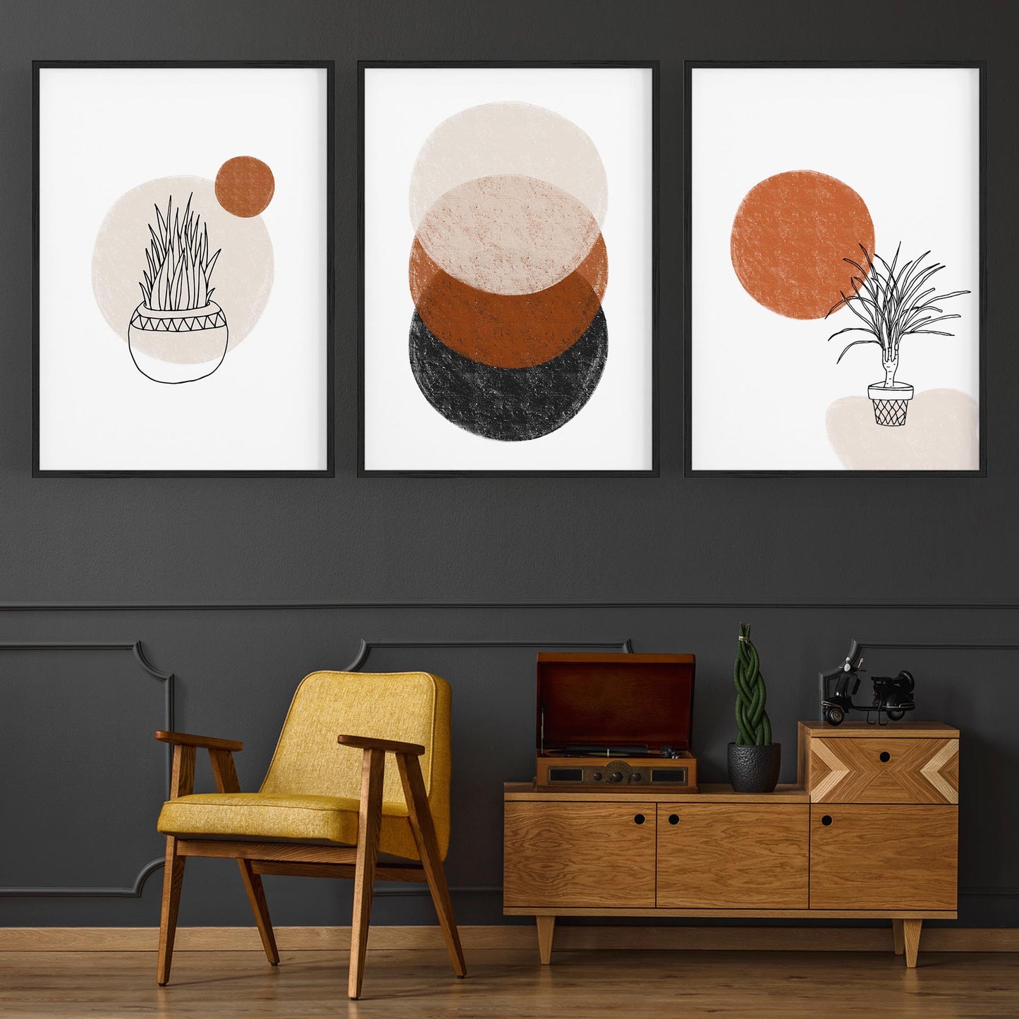 Set of Minimal Plant Abstract Hallway Wall Art #2 - The Affordable Art Company