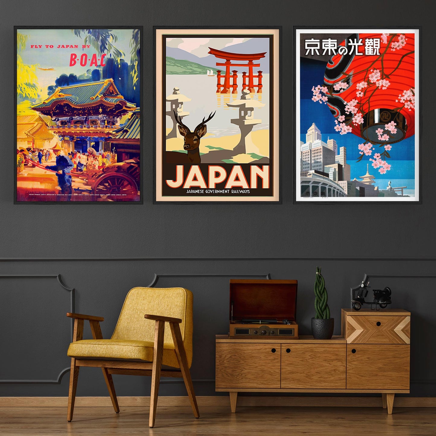 Set of Vintage Japanese Travel Advert Wall Art - The Affordable Art Company