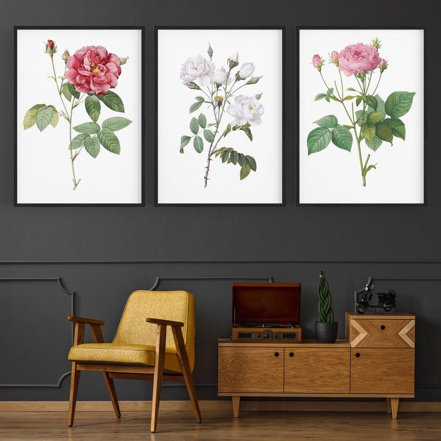 Set of Pink Floral Vintage Botanical Wall Art #4 - The Affordable Art Company