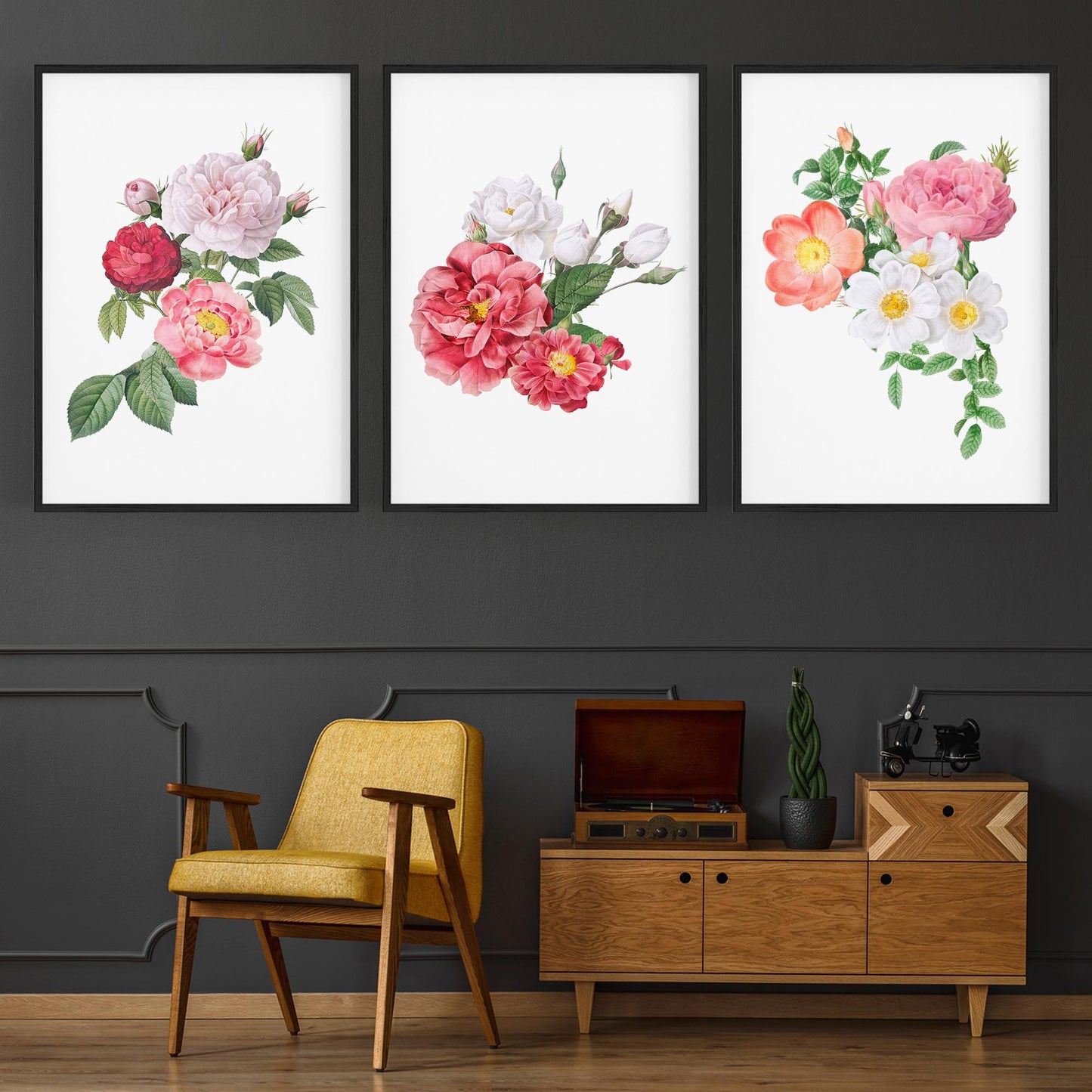 Set of Floral Botanical Flower Kitchen Wall Art - The Affordable Art Company