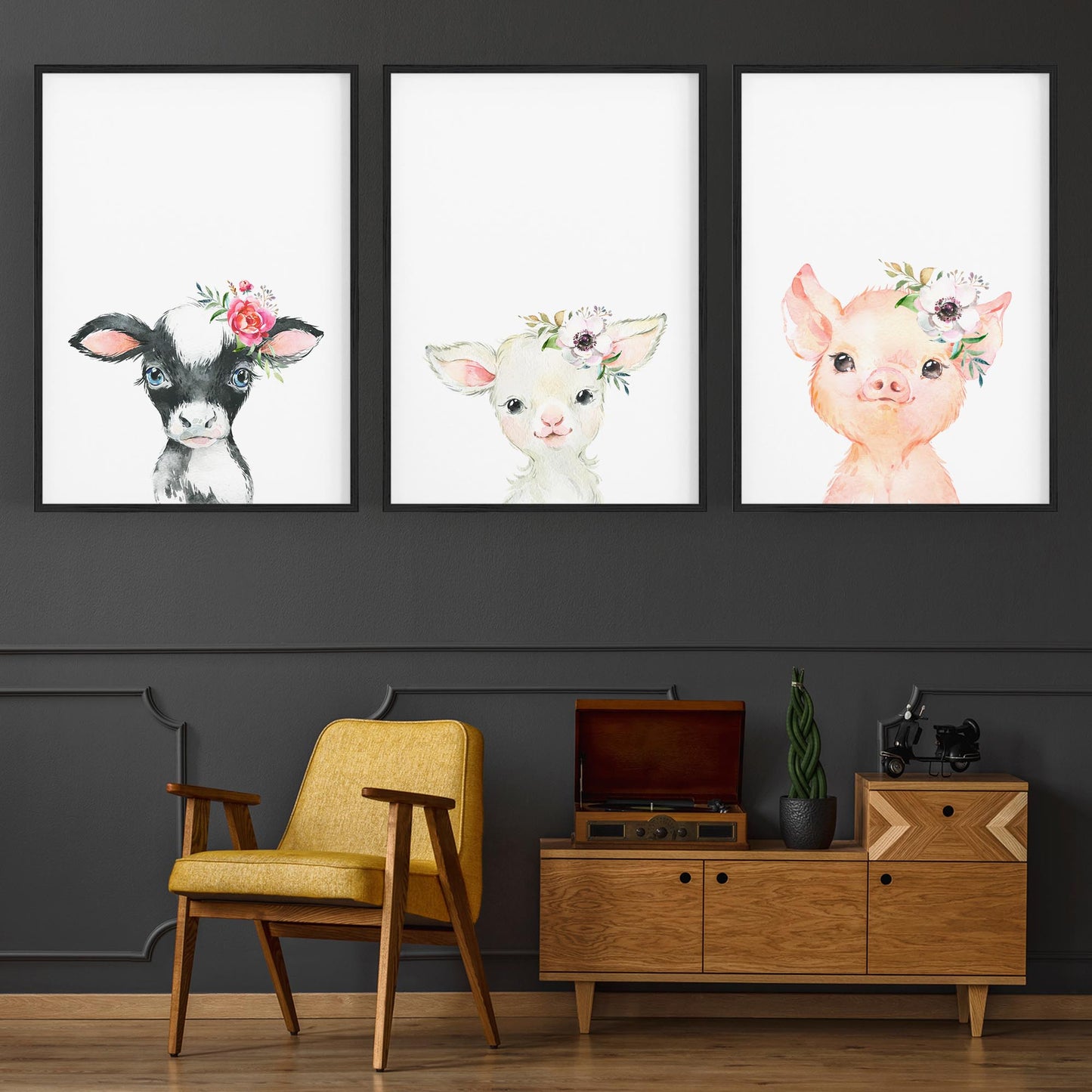 Set of Cute Baby Farm Animals Nursery Wall Art #1 - The Affordable Art Company