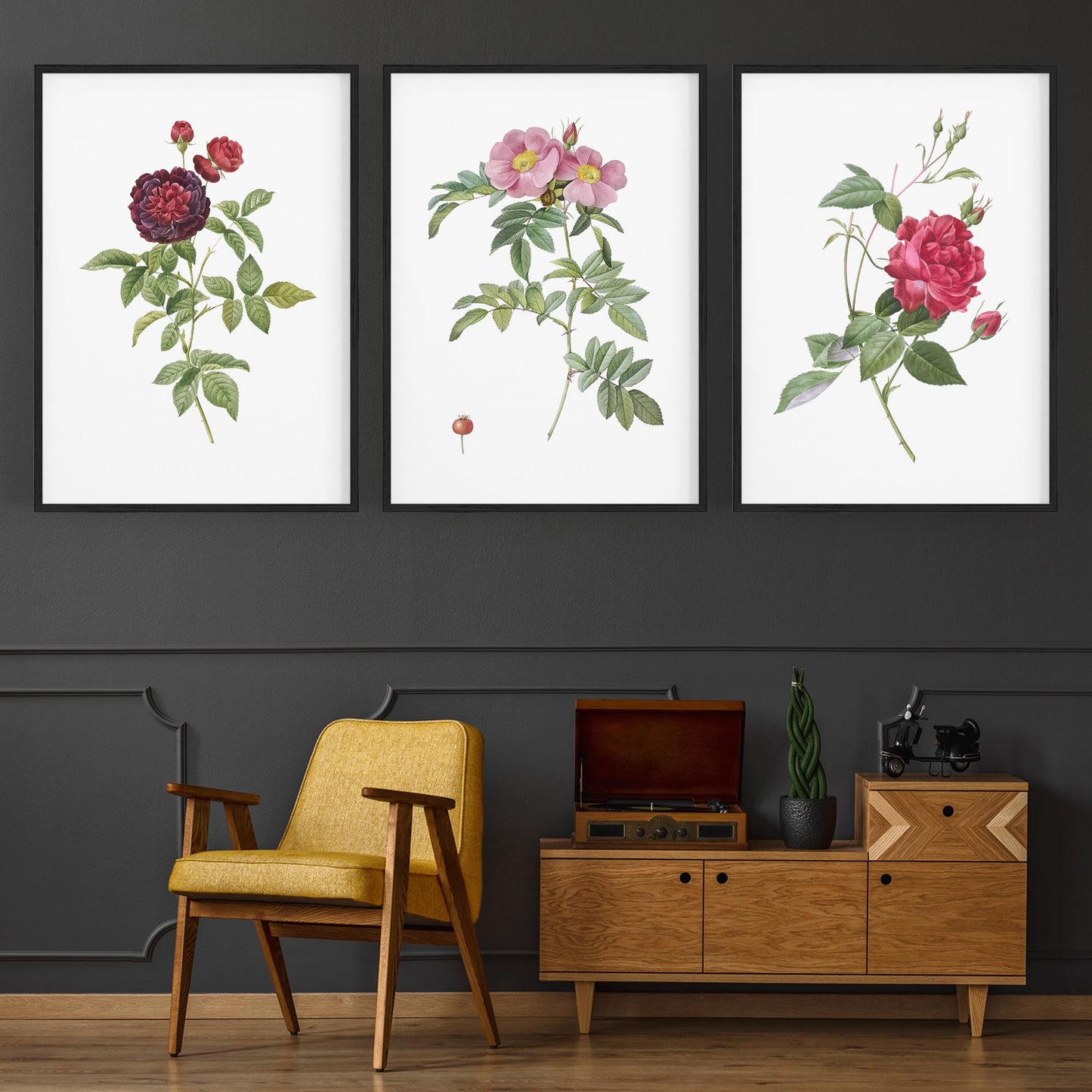 Set of Red & White Flower Botanical Wall Art - The Affordable Art Company