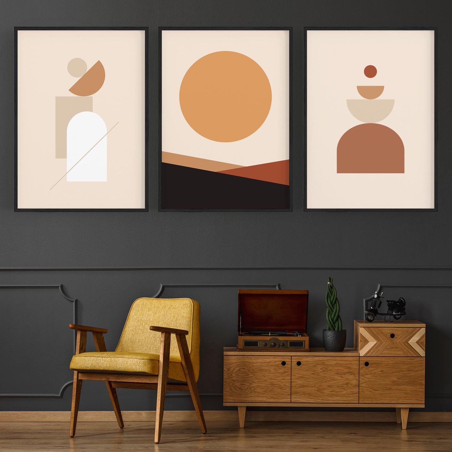 Set of Abstract Shape Retro Minimal Modern Art #2 - The Affordable Art Company