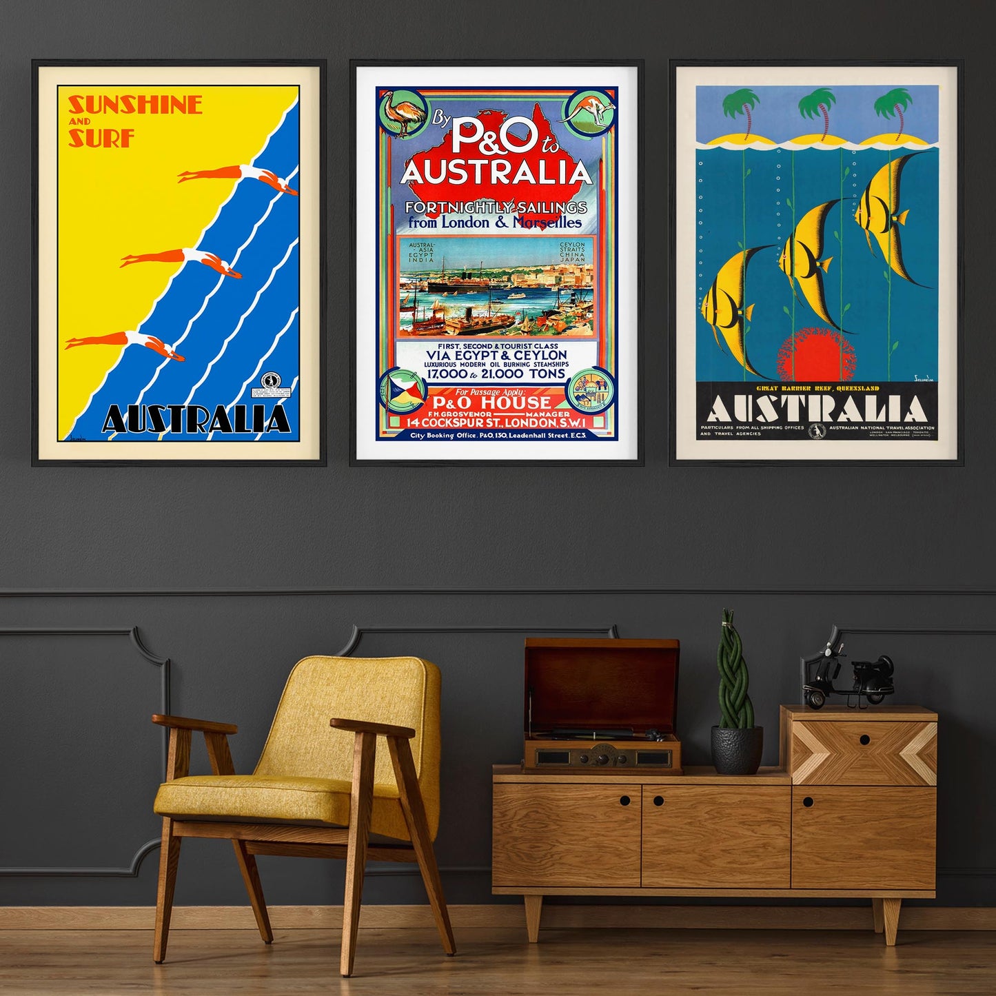 Set of Vintage Australian Travel Advert Wall Art - The Affordable Art Company