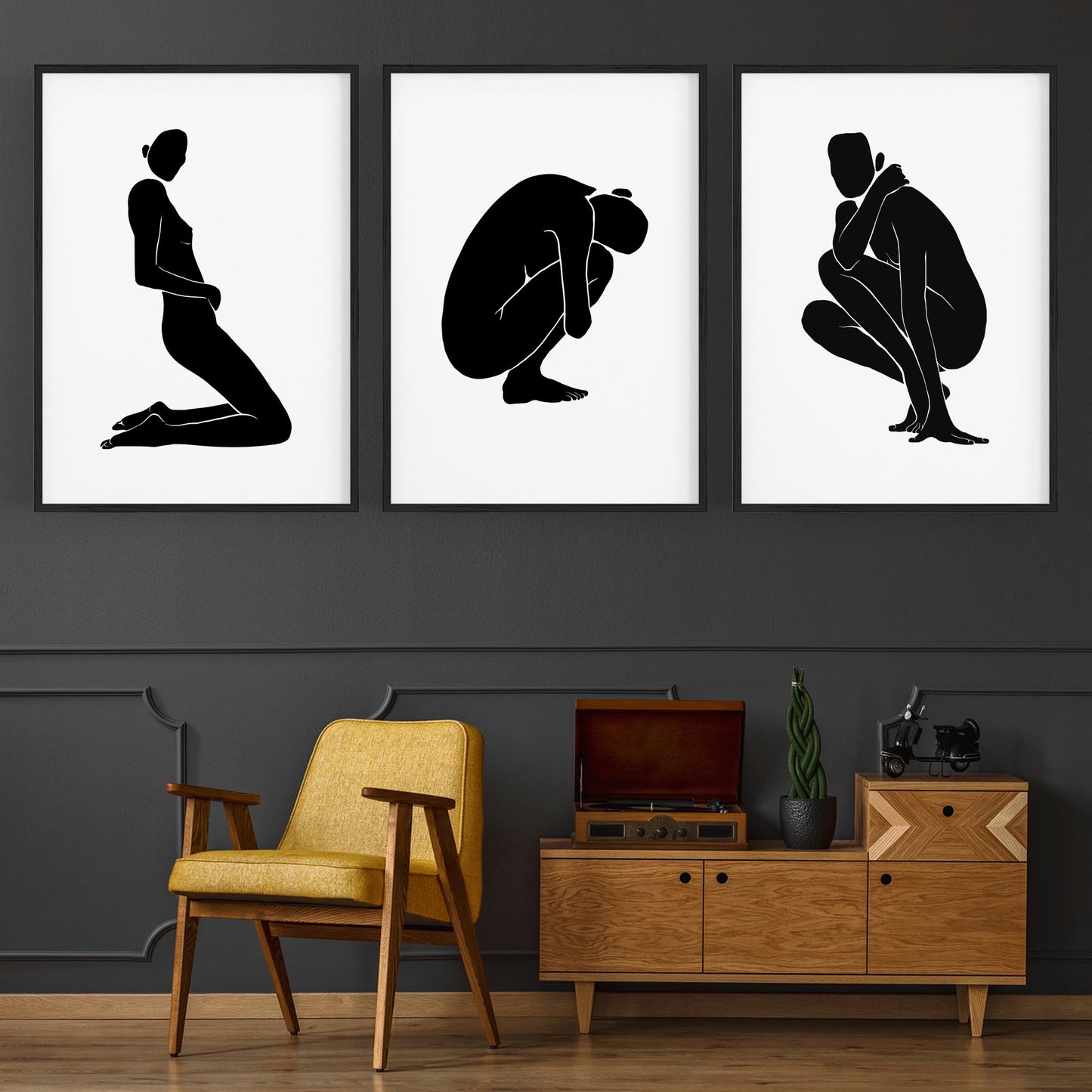 Set of Nude Body Drawing Female Minimal Wall Art #2 - The Affordable Art Company