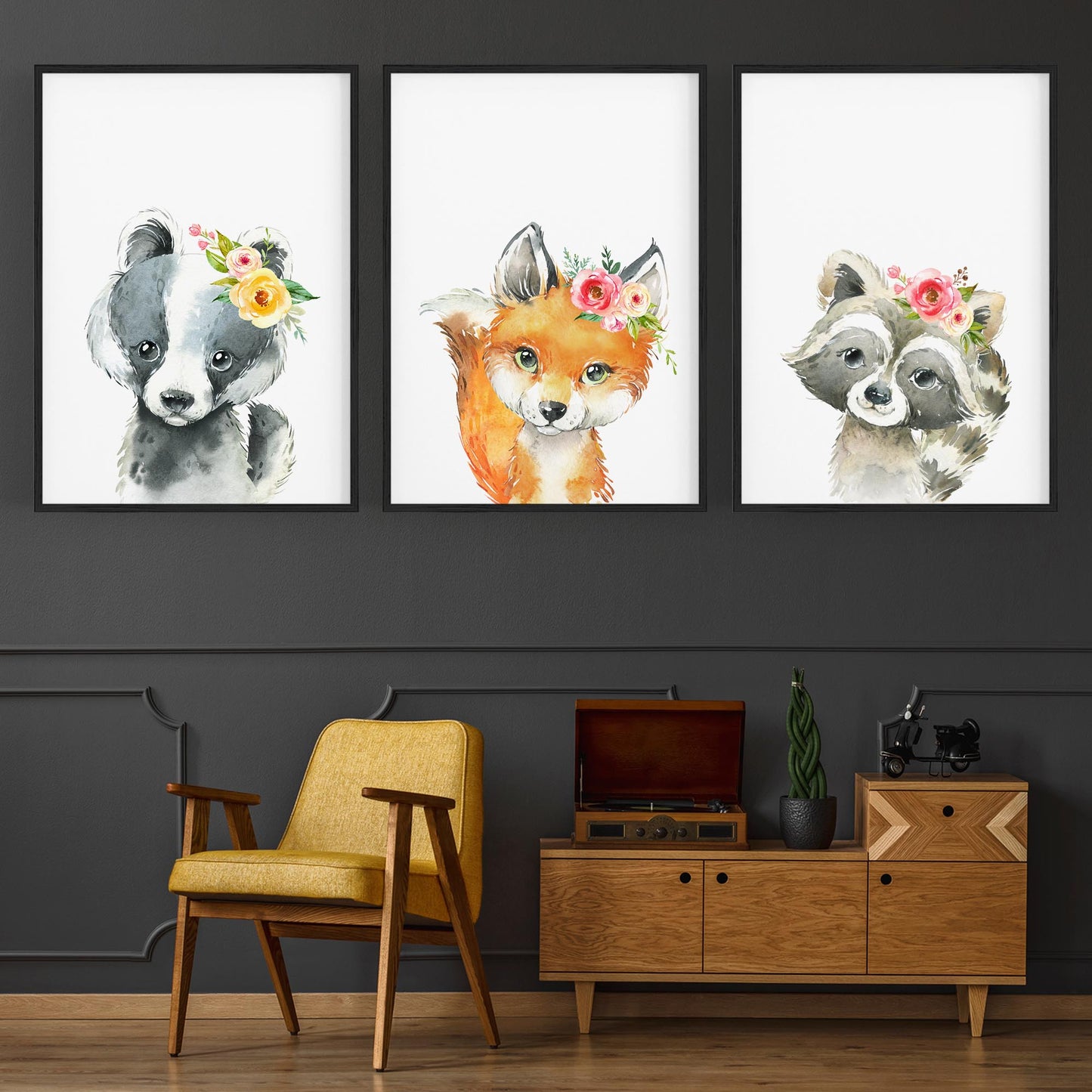 Set of Cute Baby Woodland Animals Nursery Wall Art #2 - The Affordable Art Company