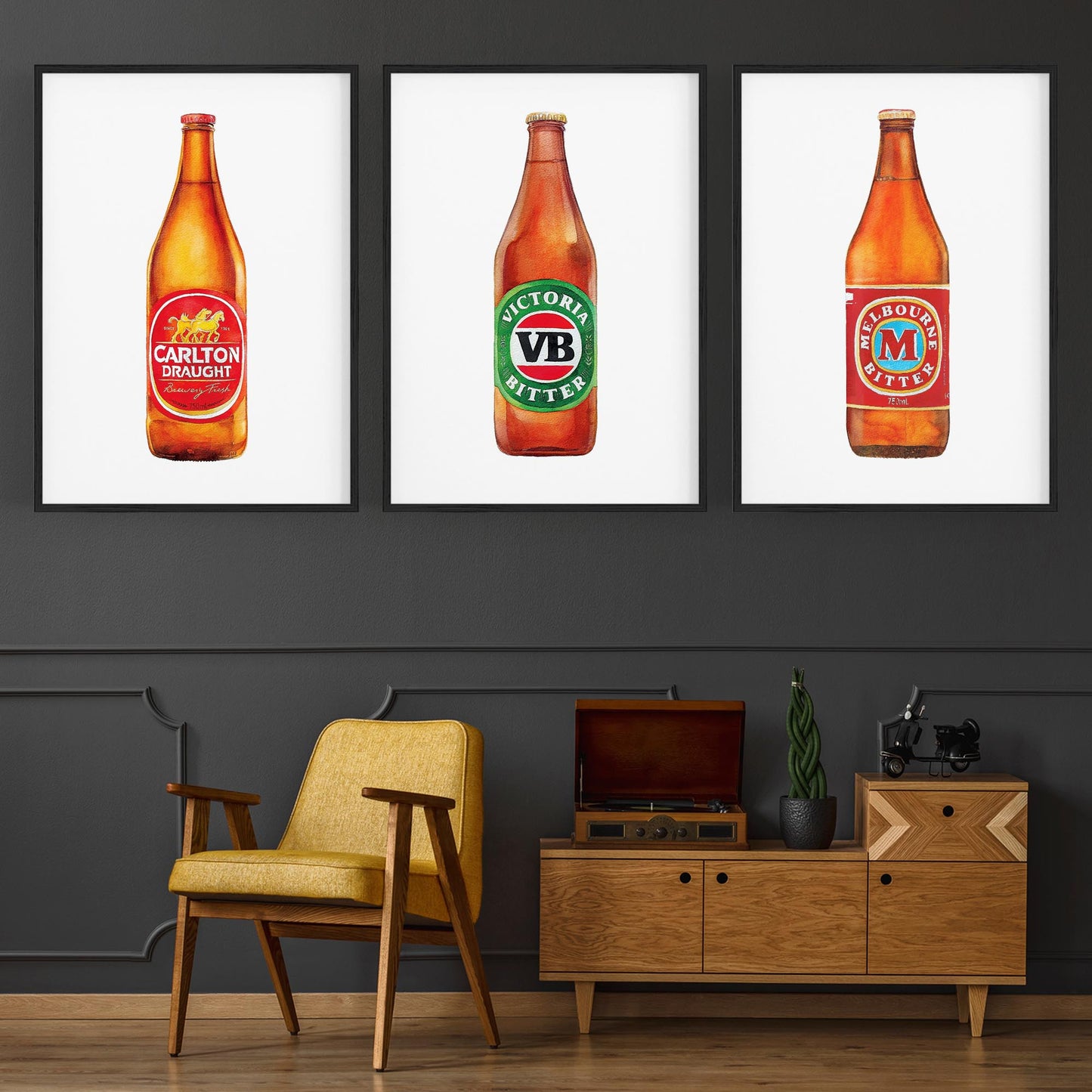 Set of Aussie Beer Longneck Paintings Wall Art - The Affordable Art Company