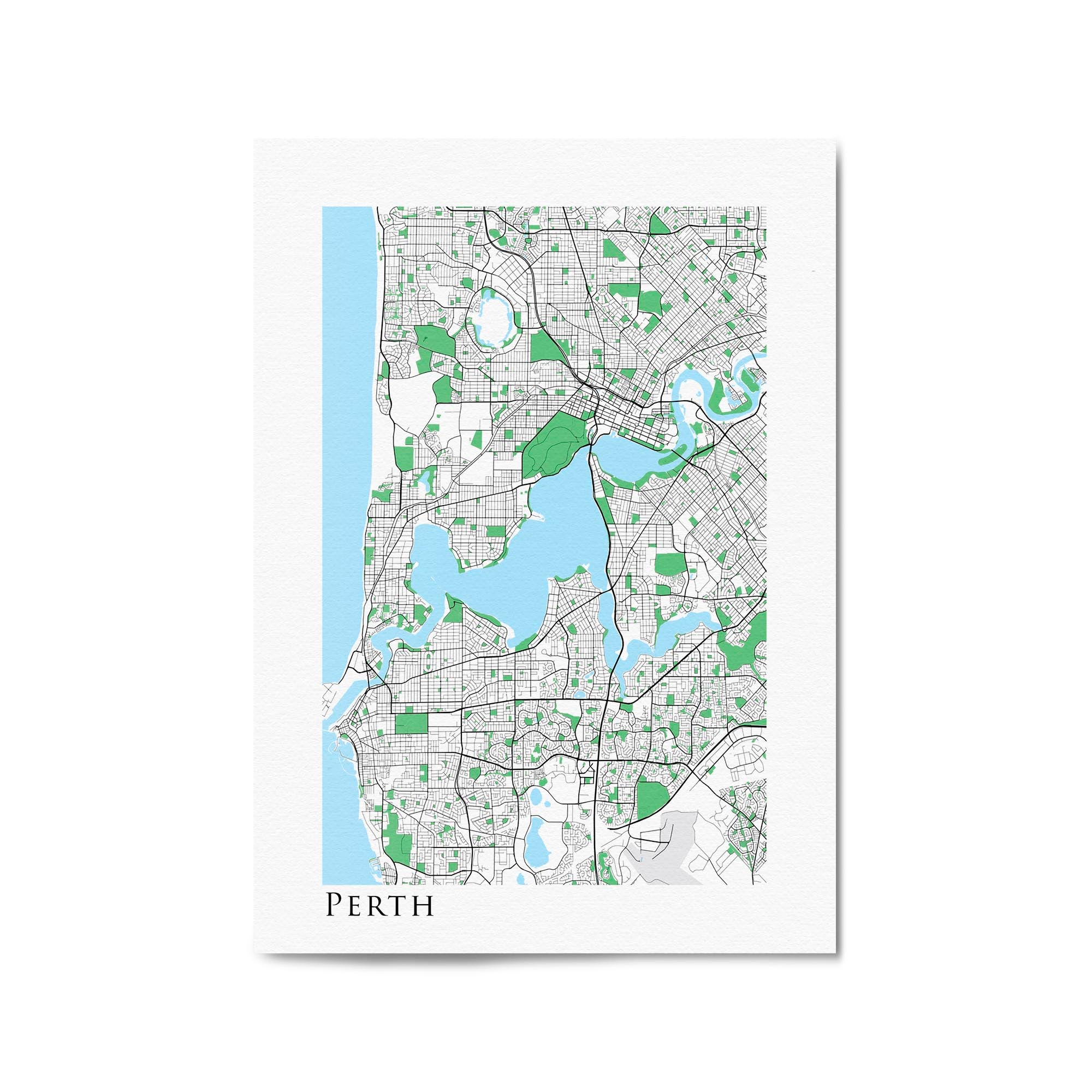 Perth Map Small Minimal Perth Map Western Australia Wall Art – Portsby