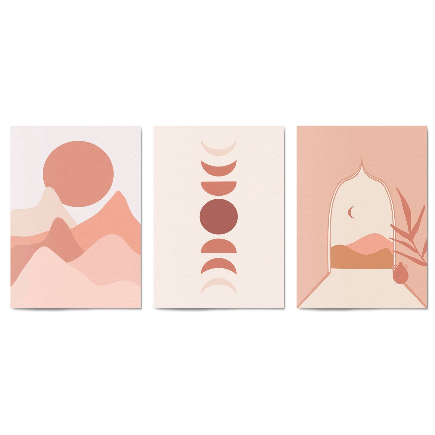 Set of Summer Night Minimal Pink & Pastel Wall Art - The Affordable Art Company