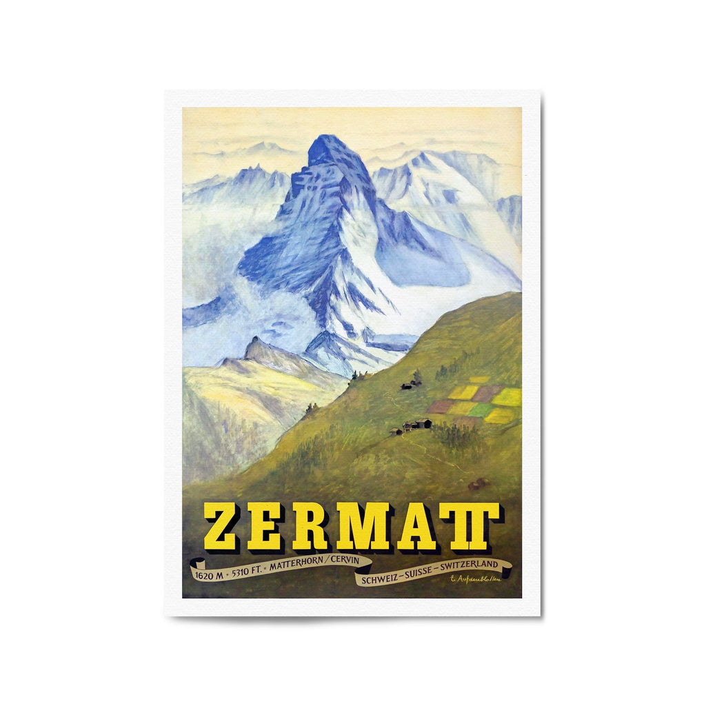 Zermatt Switzerland Vintage Travel Advert Wall Art - The Affordable Art Company