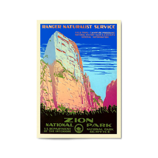 Zion National Park, USA Vintage Travel Wall Art - The Affordable Art Company