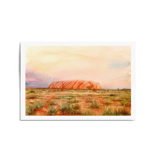 Uluru Watercolour Painting Australian Wall Art - The Affordable Art Company