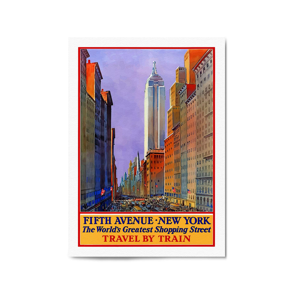 Fifth Ave, New York Vintage Travel Wall Art - The Affordable Art Company
