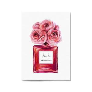 Pink Floral Perfume Bottle Fashion Flowers Wall Art #3 - The Affordable Art Company