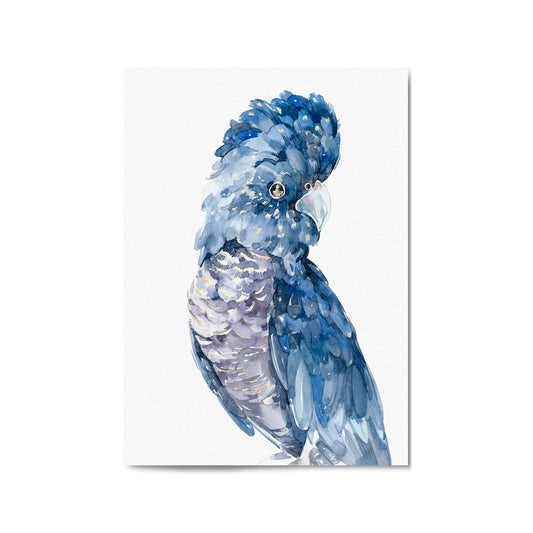 Blue Cockatoo Watercolour Painting Bird Wall Art #1 - The Affordable Art Company