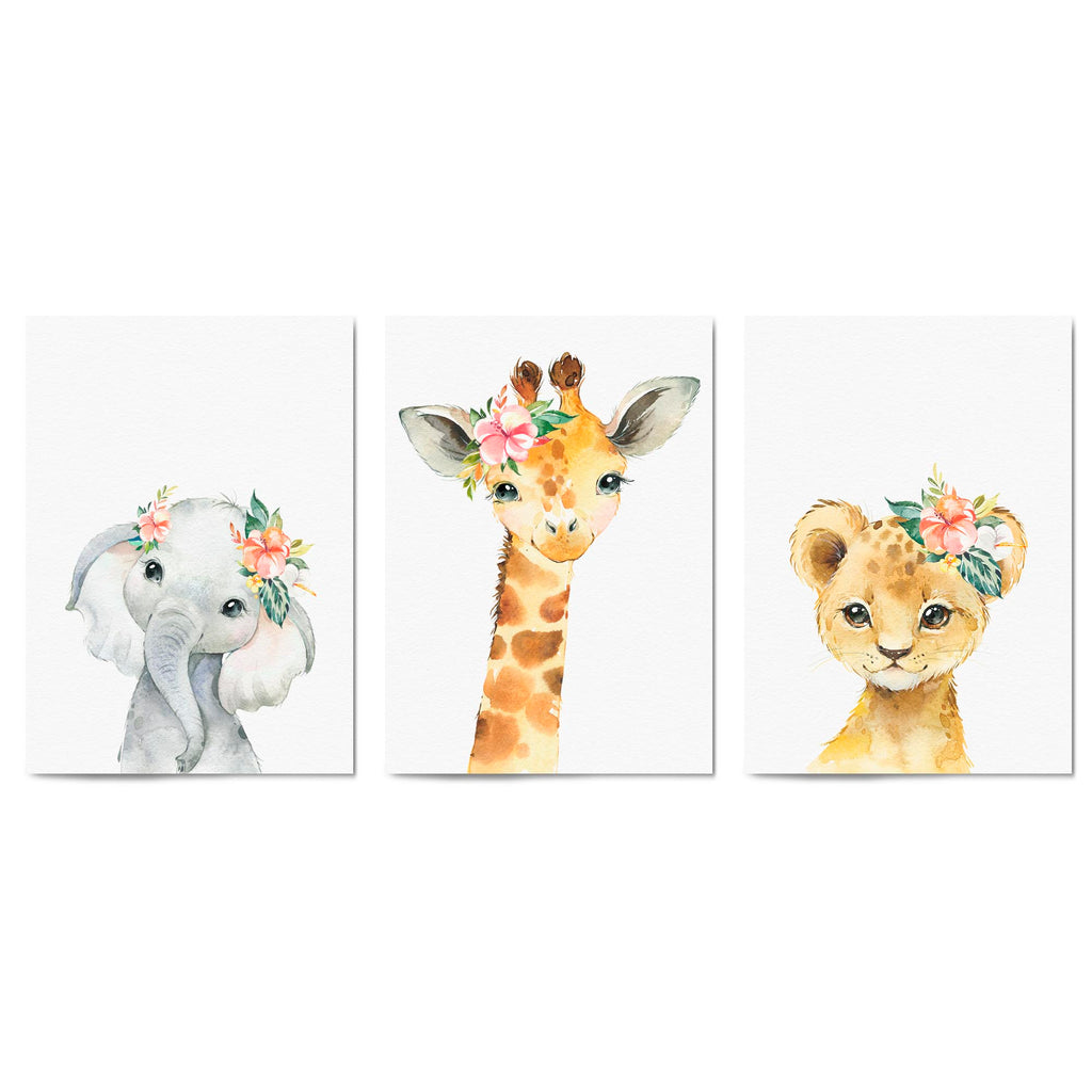 Set of Cute Baby Safari Animals Nursery Wall Art #3 - The Affordable Art Company