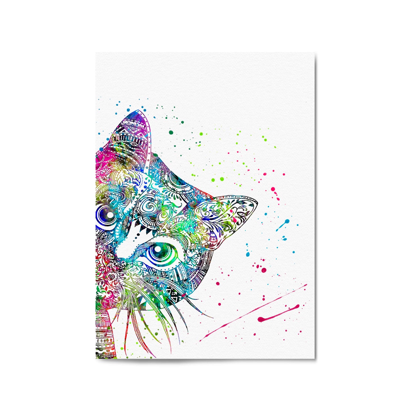 Cat Mandala Cute Animal Pattern Wall Art - The Affordable Art Company