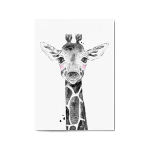 Cute Blushing Baby Giraffe Nursery Animal Wall Art - The Affordable Art Company