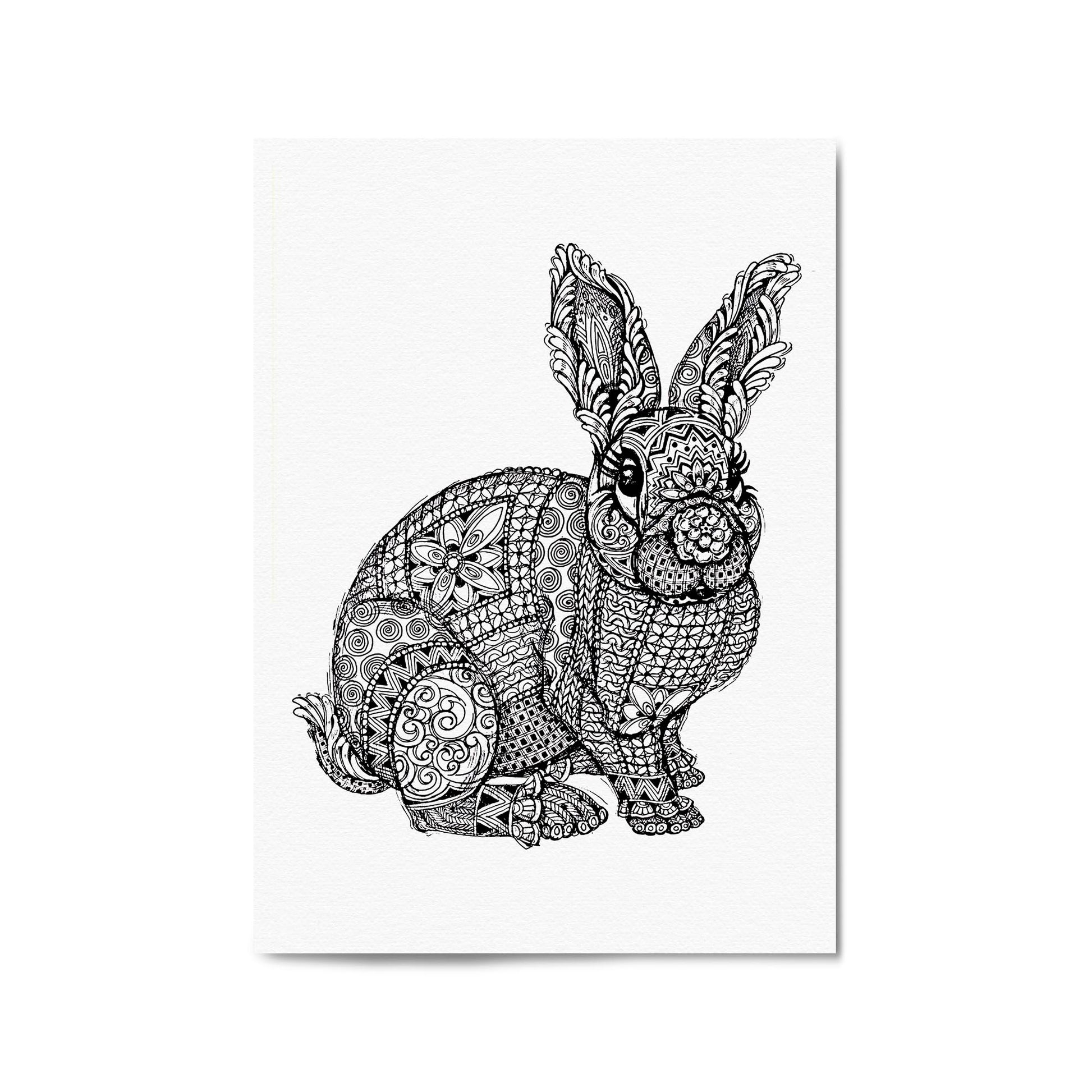 Rabbit Mandala Minimal Drawing Wall Art - The Affordable Art Company