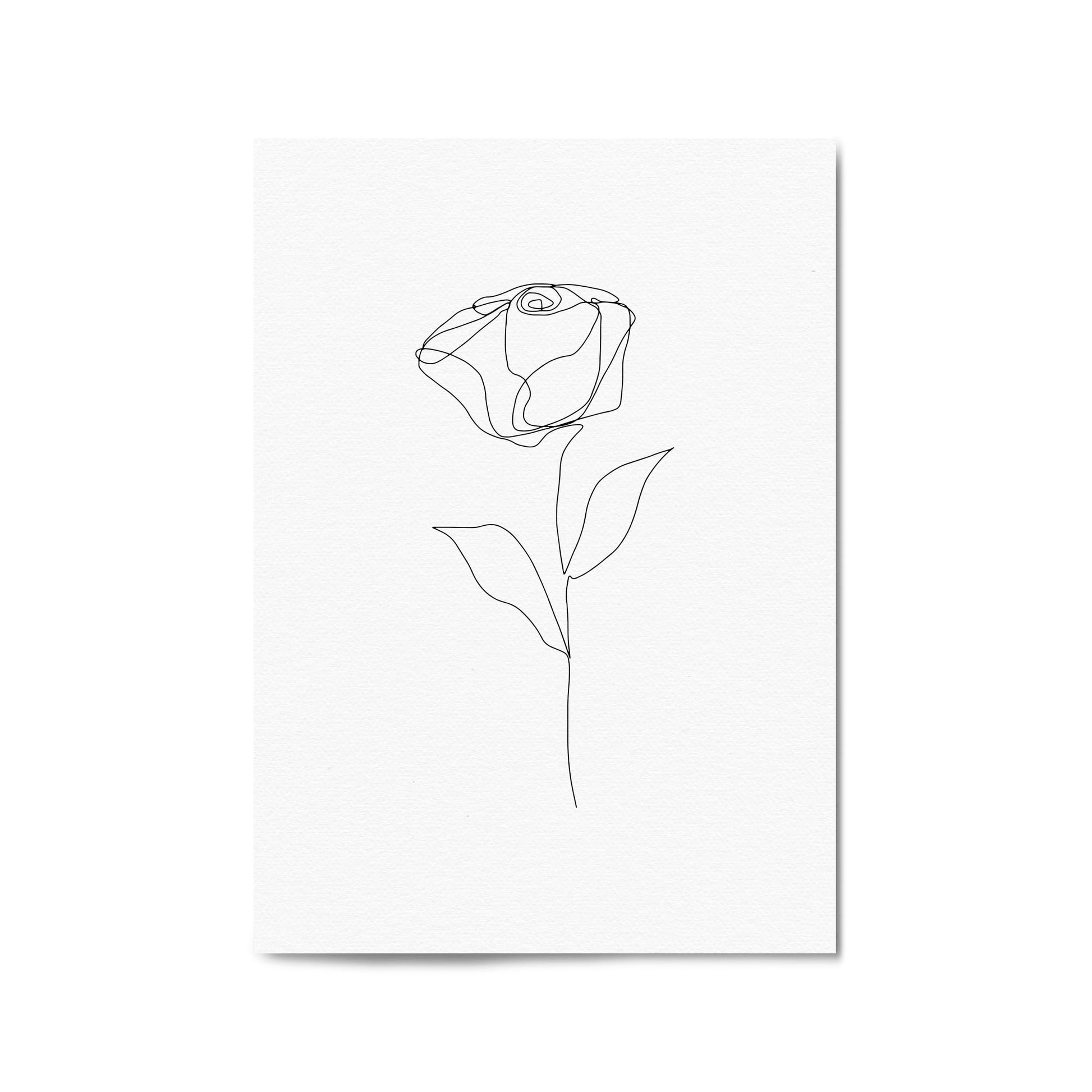 Minimal Rose Flower Line Drawing Abstract Wall Art #5 - The Affordable Art Company