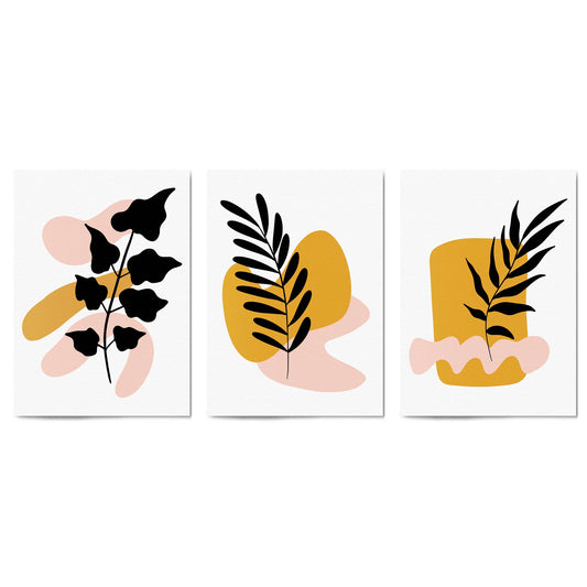 Set of Abstract Minimal Floral Drawings Wall Art - The Affordable Art Company