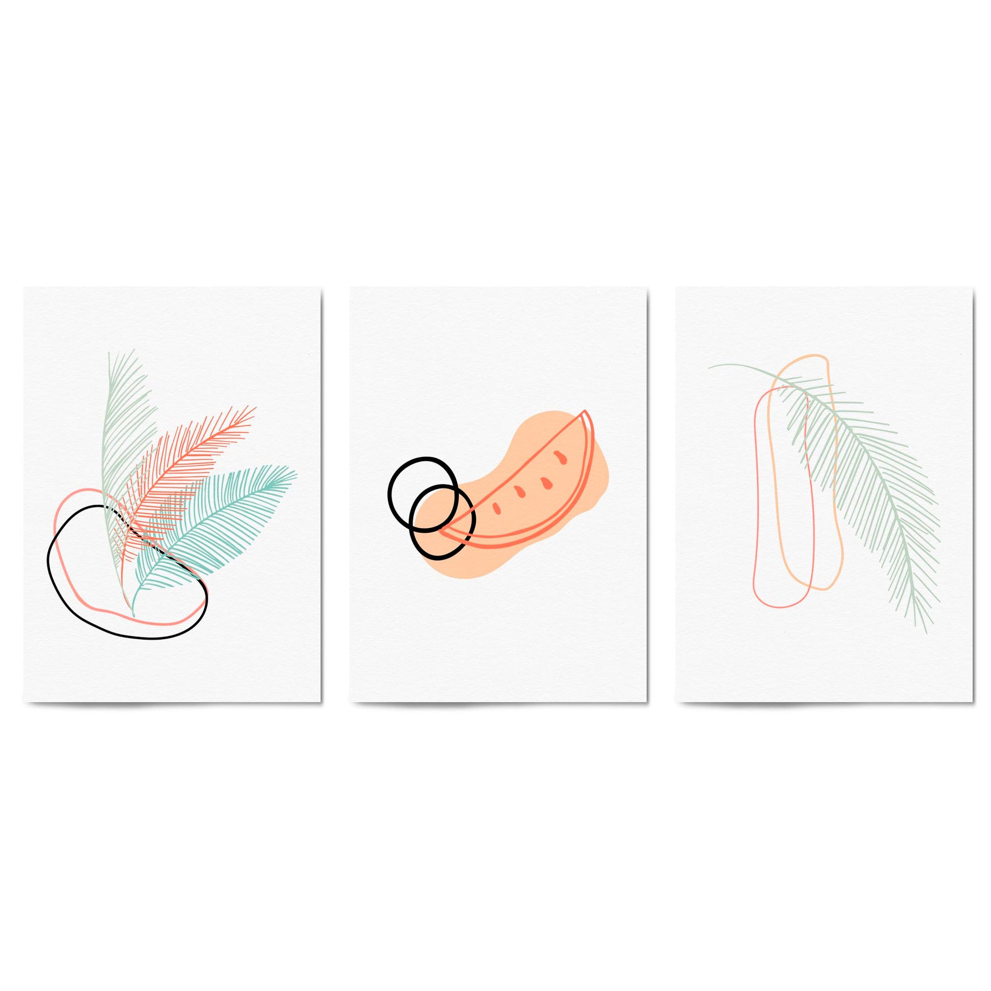 Set of Abstract Feather Kitchen Minimal Wall Art - The Affordable Art Company