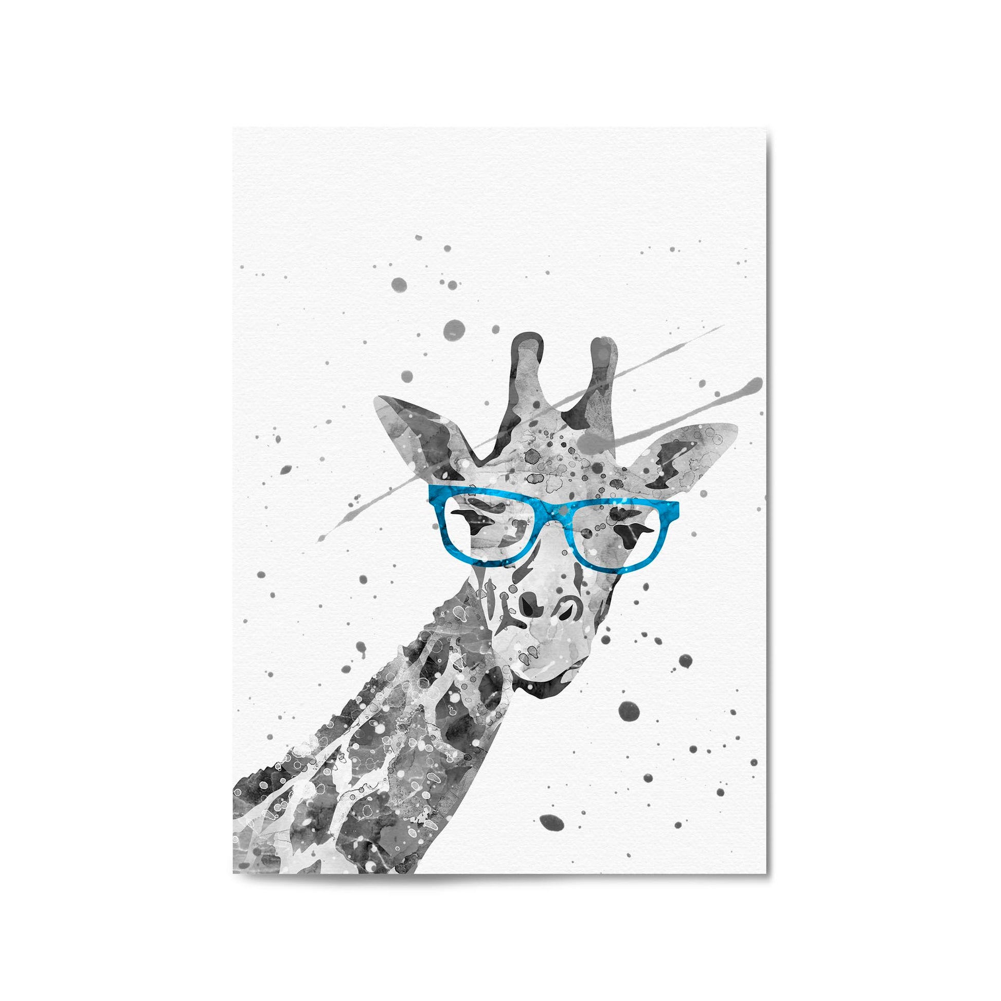 Giraffe with Glasses Cute Nursery Decor Wall Art - The Affordable Art Company