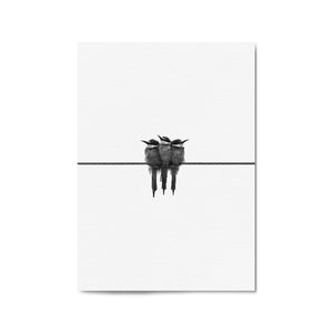 Abstract Bird on Wire Minimal Drawing Wall Art #2 - The Affordable Art Company