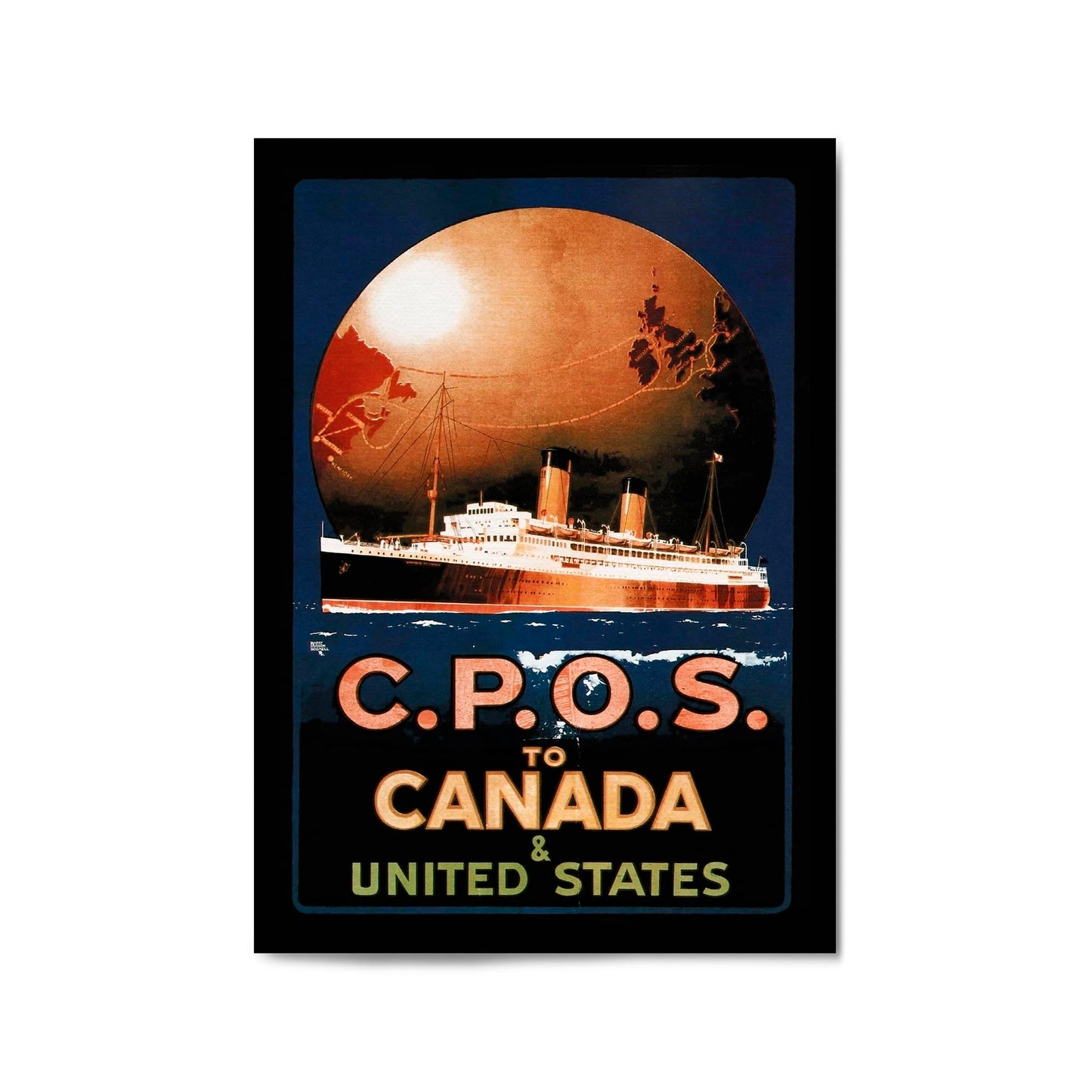 CPOS to Canada Vintage Shipping Advert Wall Art - The Affordable Art Company