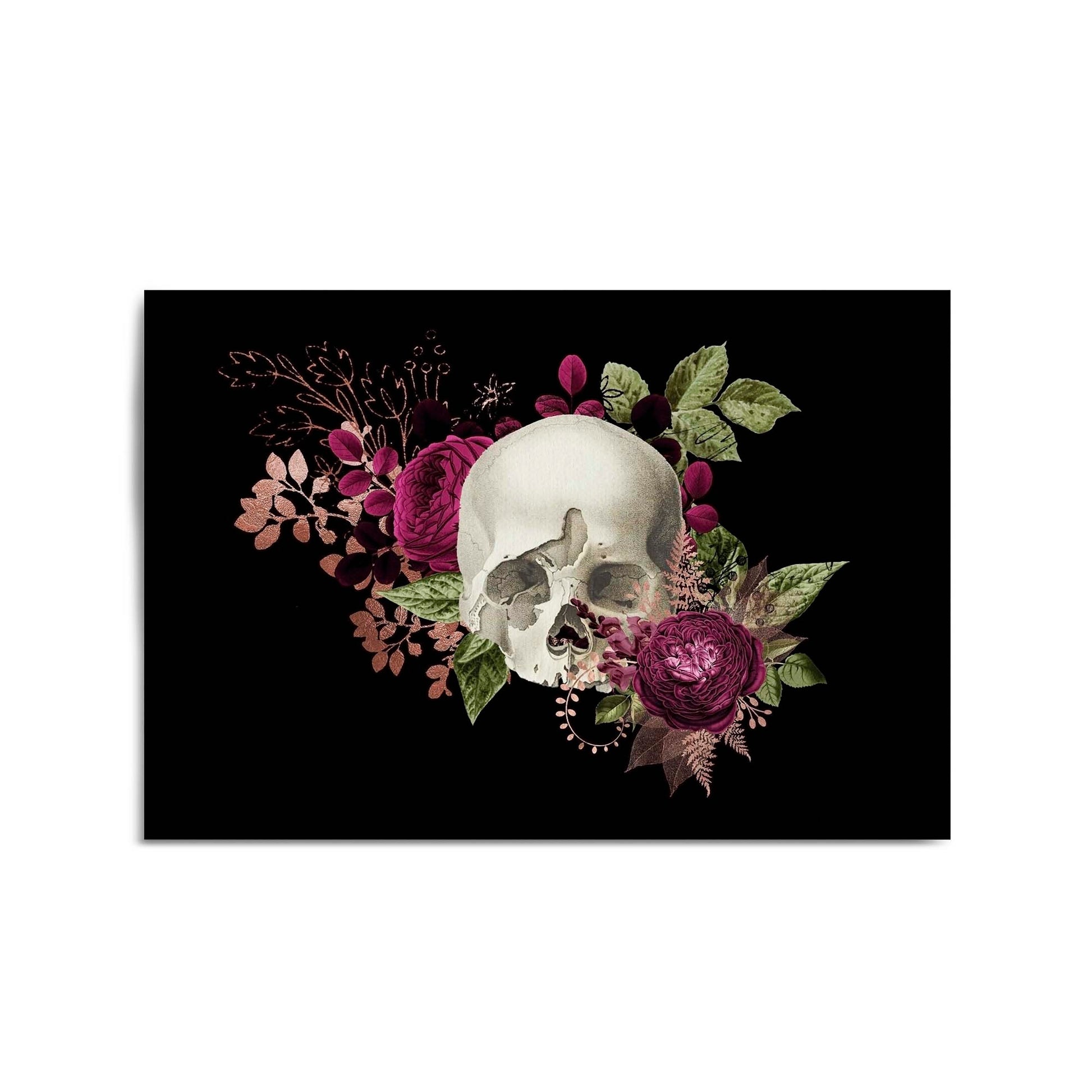 Purple Floral Skull Fashion Girls Bedroom Wall Art #2 - The Affordable Art Company