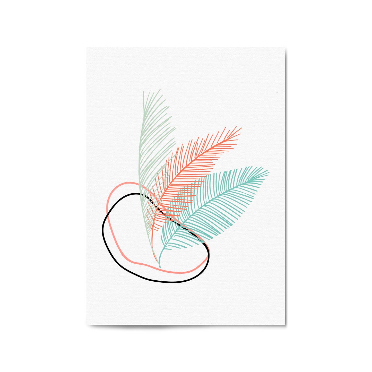 Minimal Feather Neon Abstract Design Wall Art #1 - The Affordable Art Company