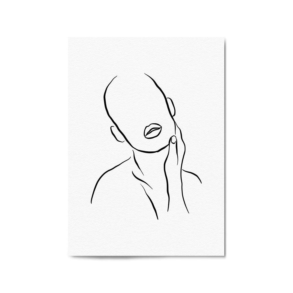 Thoughtful Female Minimal Line Drawing Wall Art - The Affordable Art Company