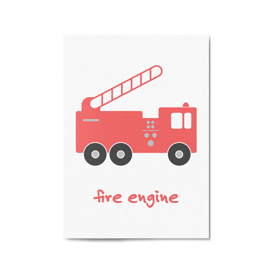 Red Fire Engine Boys Bedroom Nursery Wall Art - The Affordable Art Company