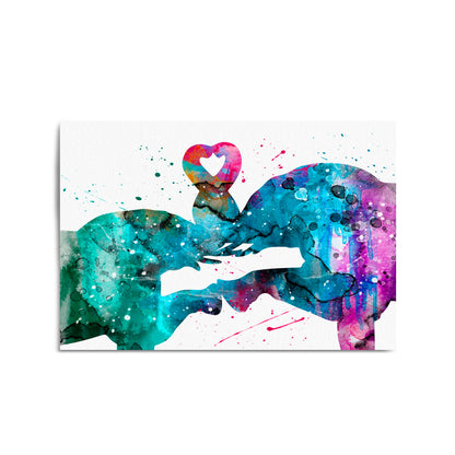 Couple Elephant Romantic Animal Wall Art #2 - The Affordable Art Company