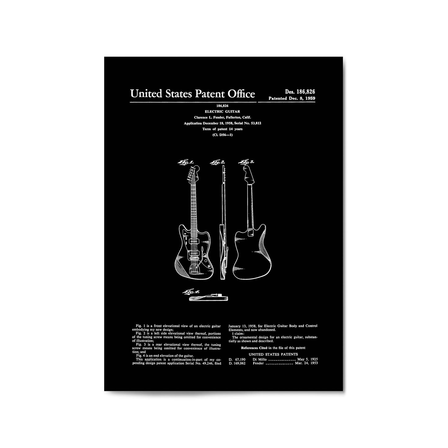Vintage Guitar Patent Music Wall Art #3 - The Affordable Art Company