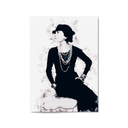 Coco Chanel Portrait Ink Drawing Wall Art - The Affordable Art Company