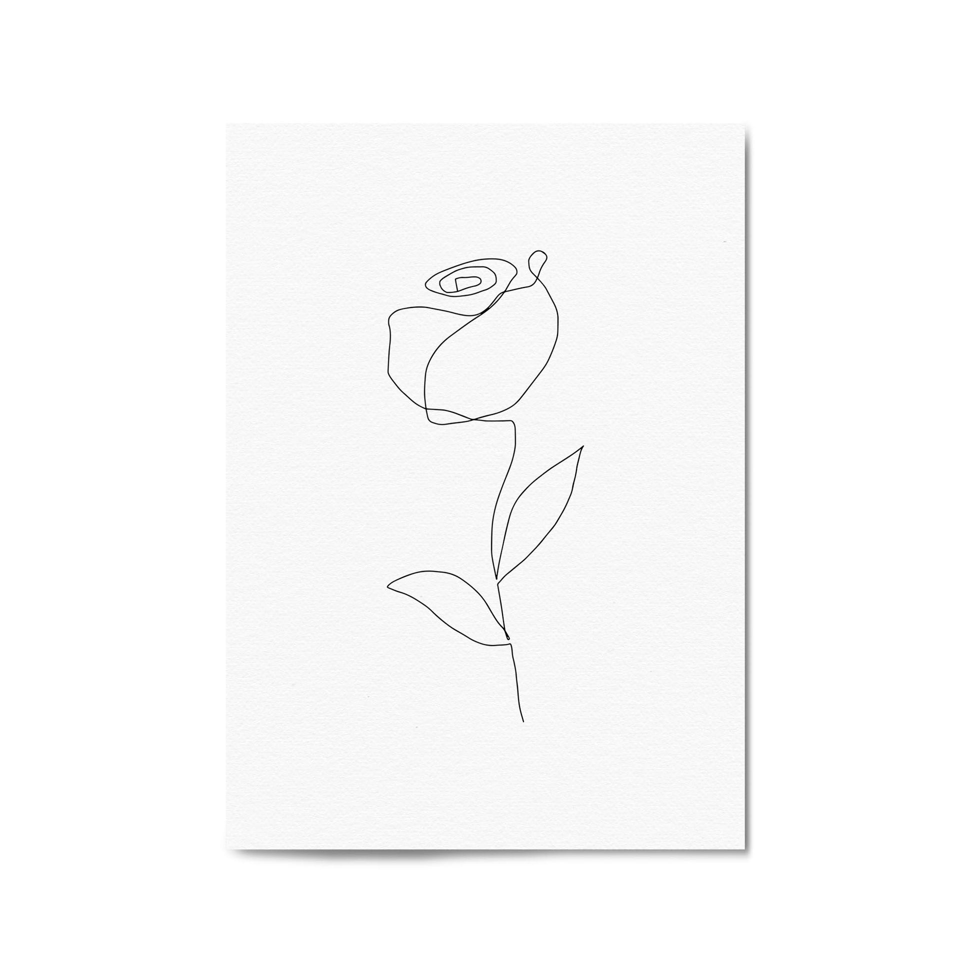 Minimal Rose Flower Line Drawing Abstract Wall Art #6 - The Affordable Art Company