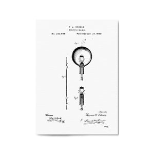 Vintage Edison Light Bulb Patent Wall Art #2 - The Affordable Art Company